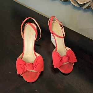 Kate Spade size 6 red bow wedge sandals
